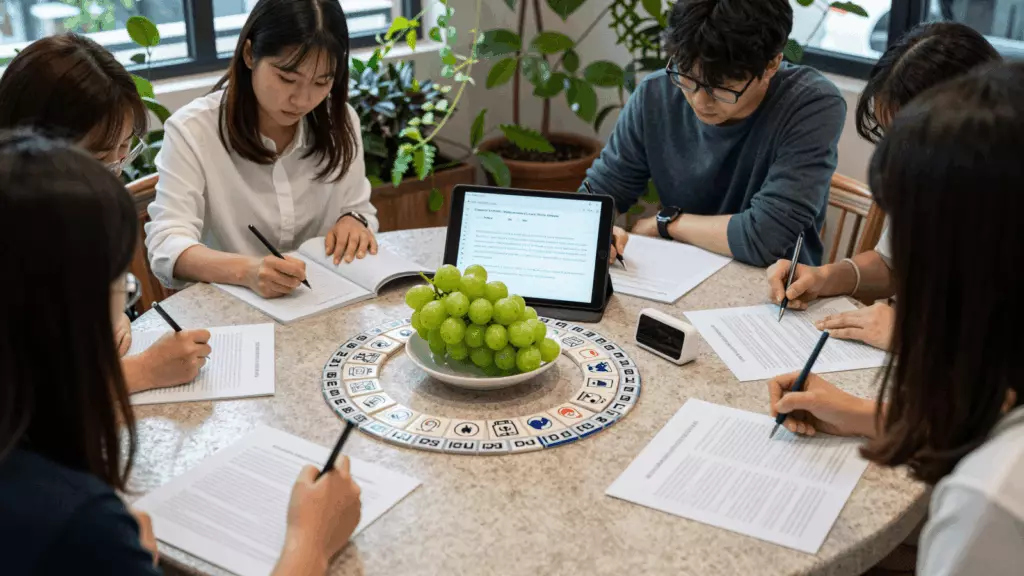 a Korean woman in her late 20s working through 초안