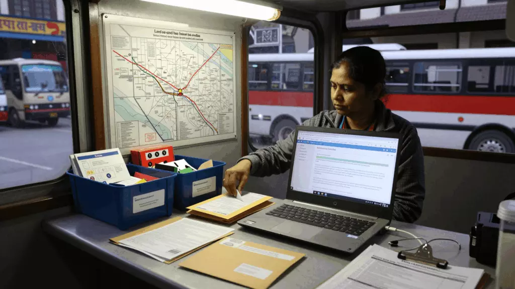 a Nepali woman in her late 20s working through समीक्षा