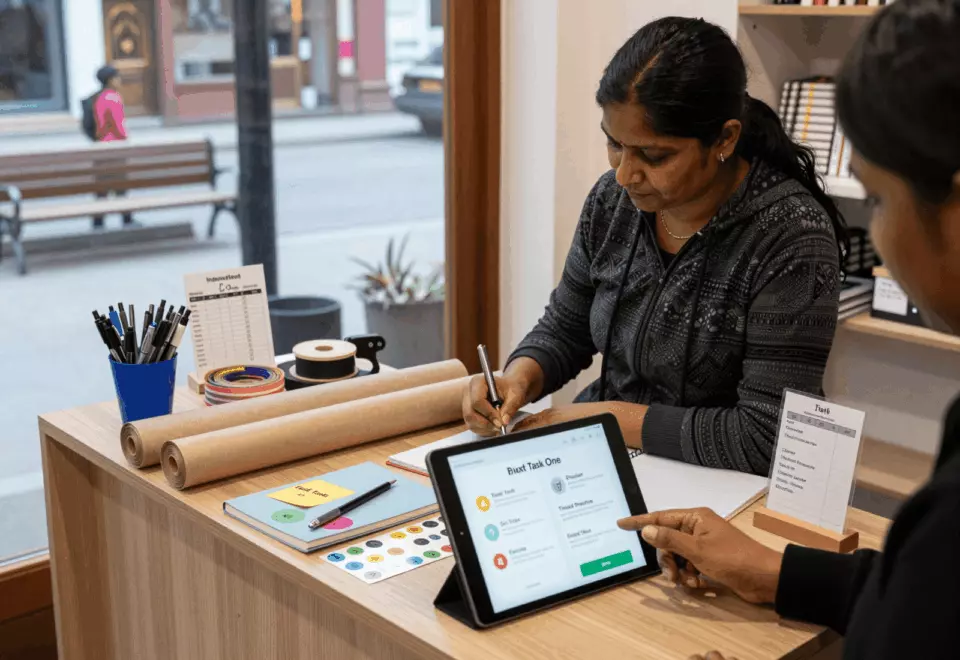 a Nepali woman in her late 20s choosing the next IELTS prep step online