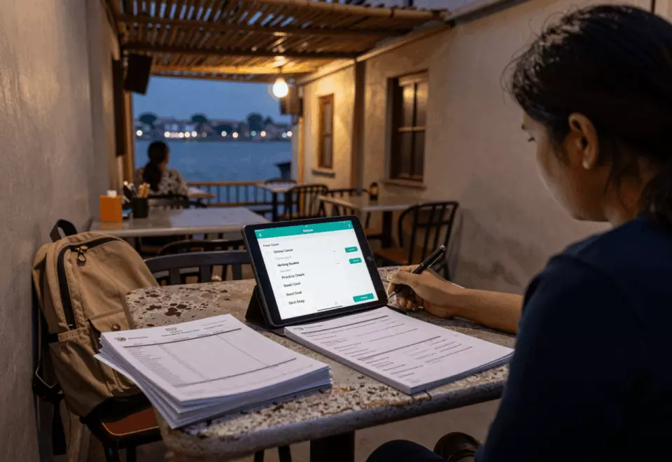 a Nepali woman in her late 20s choosing the next IELTS prep step online