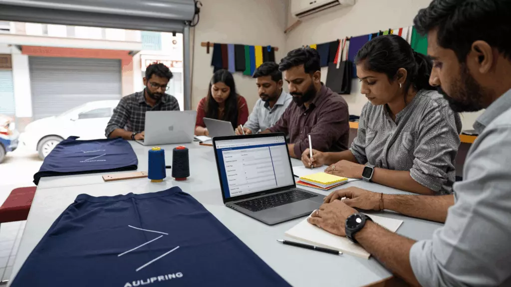 a Nepali woman in her late 20s reviewing an IELTS online course workflow