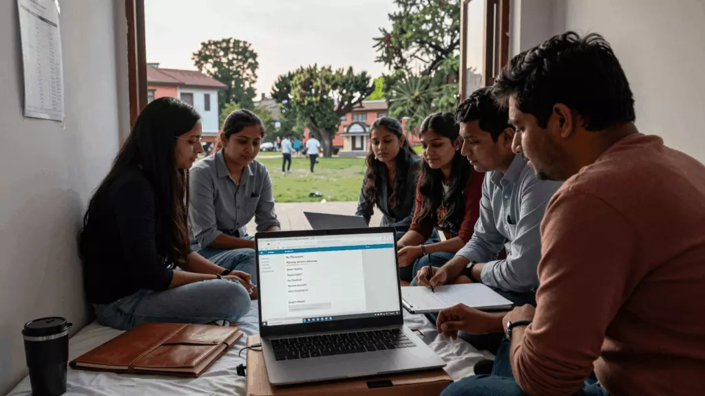 a Nepali woman in her late 20s working through फिल्टर