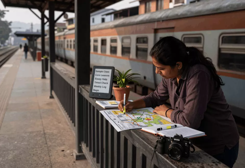 a Nepali woman in her late 20s choosing the next IELTS prep step online