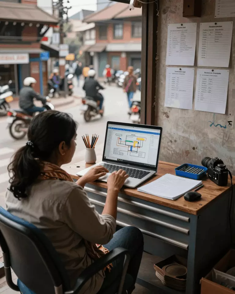 a Nepali woman in her late 20s preparing online for पाठ, अभ्यास र लेखन समीक्षाको साथ तपाईंको IELTS ब्यान्ड स्कोर कसरी सुधार गर्ने