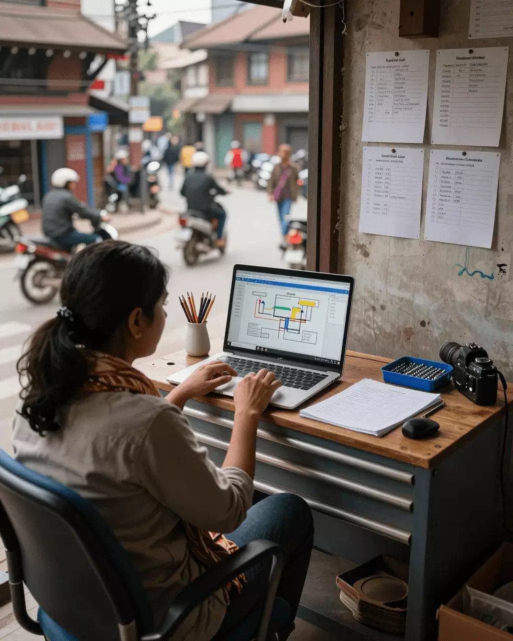 a Nepali woman in her late 20s preparing online for पाठ, अभ्यास र लेखन समीक्षाको साथ तपाईंको IELTS ब्यान्ड स्कोर कसरी सुधार गर्ने