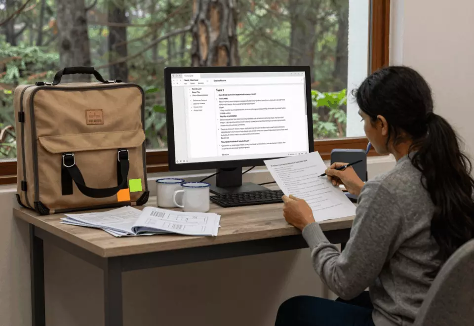 a Nepali woman in her late 20s choosing the next IELTS prep step online