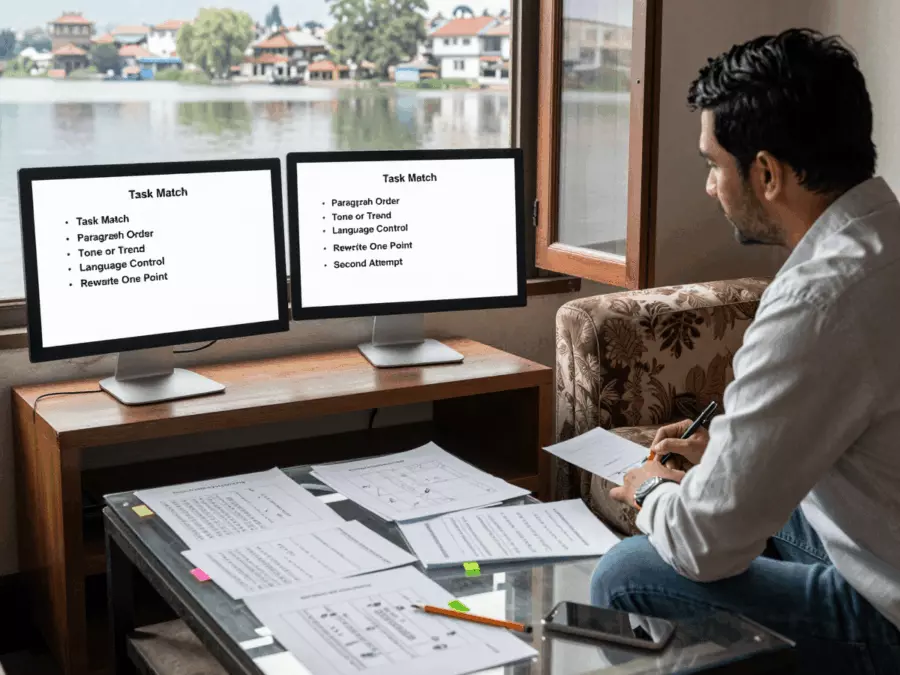 IELTS टास्क १ रिपोर्ट र टास्क २ निबन्धहरू तुलना गर्ने अध्ययन बोर्ड विभाजित गर्नुहोस्