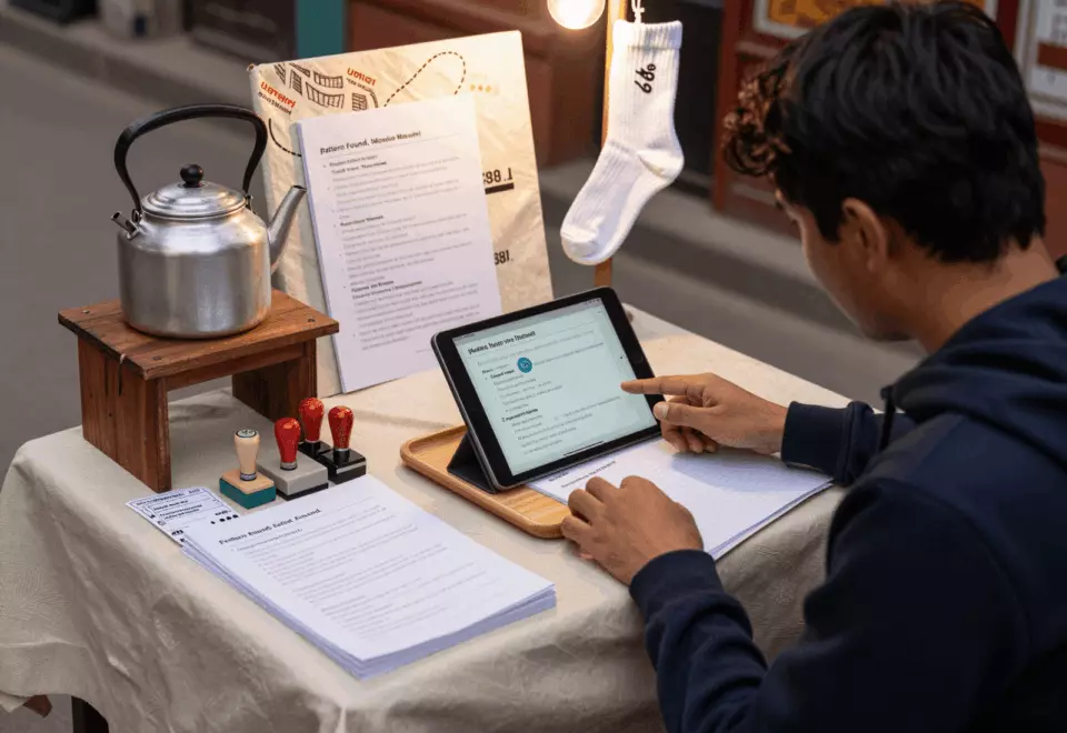 a Nepali woman in her late 20s choosing the next IELTS prep step online