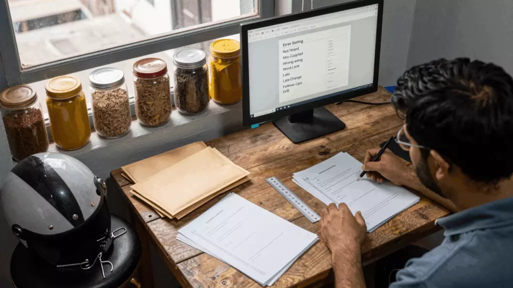 a Nepali woman in her late 20s working through मार्क