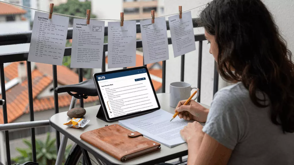 a Brazilian woman in her late 20s working through Revisão