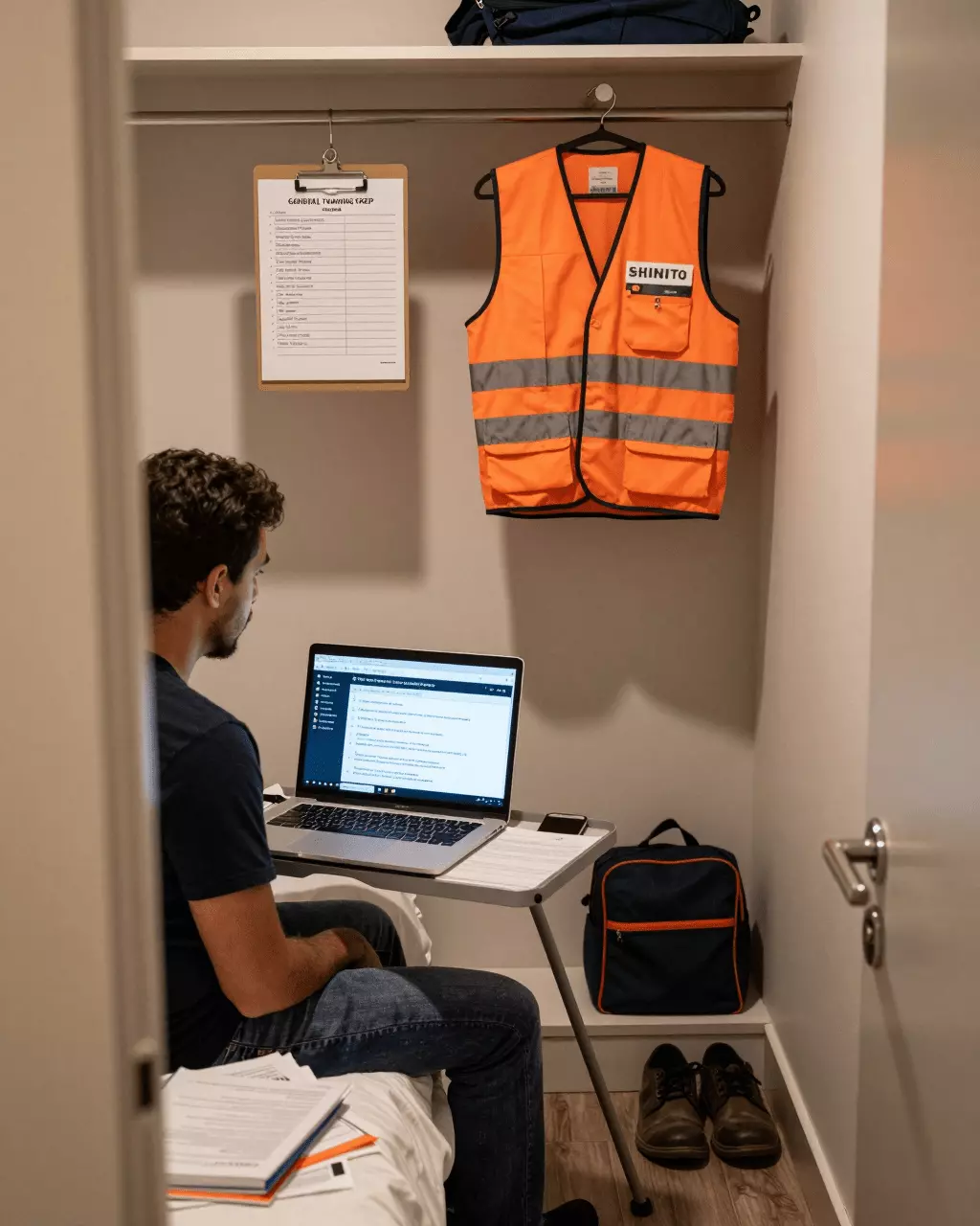 a Brazilian woman in her late 20s preparing online for Curso de treinamento geral do IELTS para metas de trabalho, migração e imigração