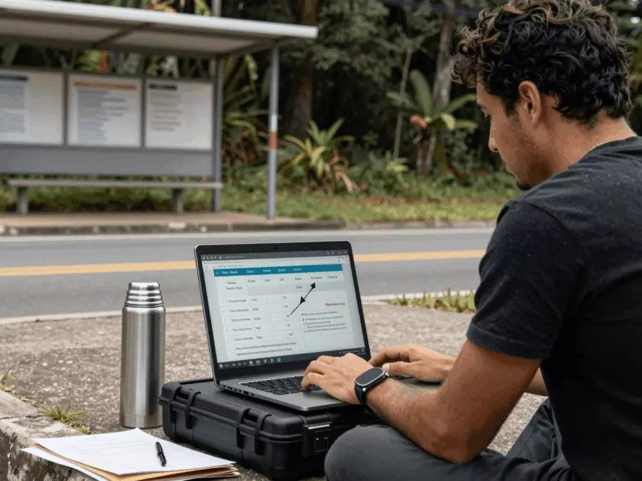 Aluno individualizado do IELTS estudando on-line em uma mesa silenciosa
