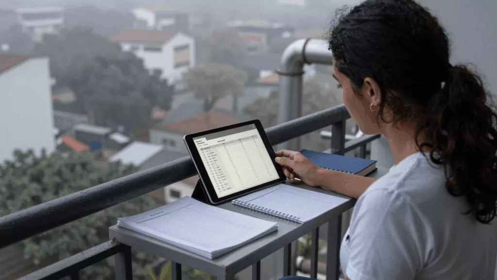 a Brazilian woman in her late 20s working through Estabilizar