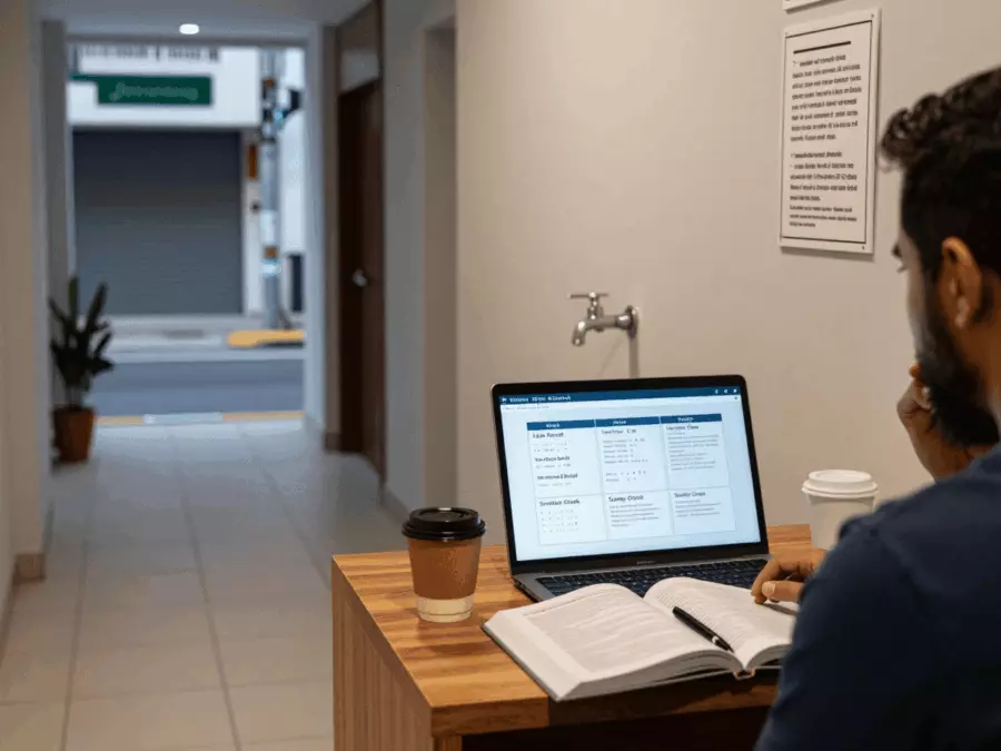 Mapa de erros do IELTS com seções para precisão, tempo, método e revisão escrita