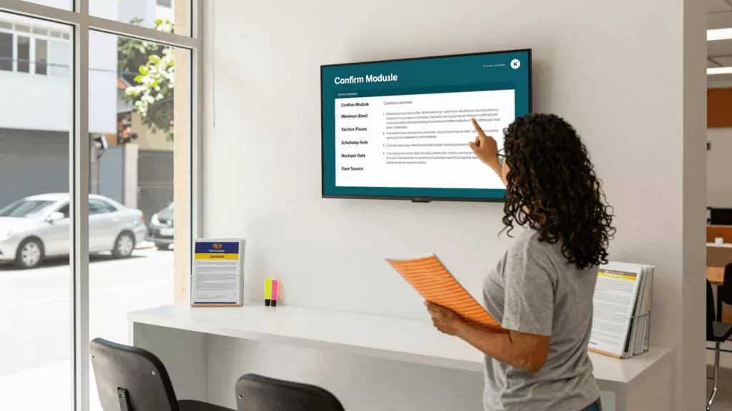 a Brazilian woman in her late 20s working through Verificar