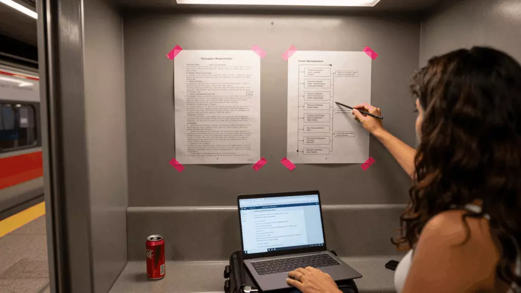 a Brazilian woman in her late 20s working through Revisar