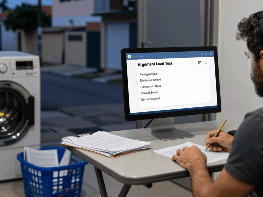 Prompt de ensaio IELTS marcado com palavras de comando e notas de planejamento