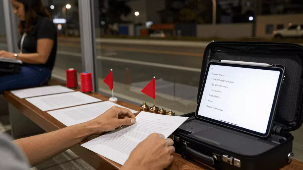 a Brazilian woman in her late 20s working through Revisar