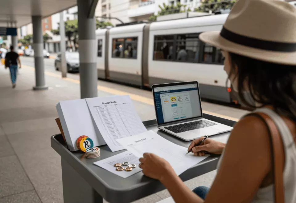 a Brazilian woman in her late 20s choosing the next IELTS prep step online