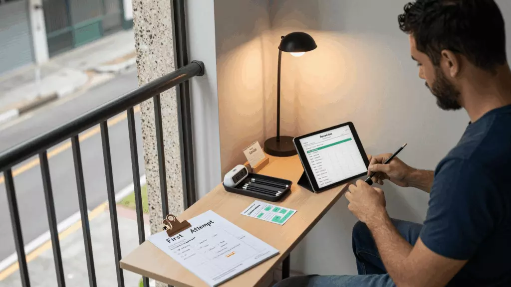 a Brazilian woman in her late 20s working through Reteste