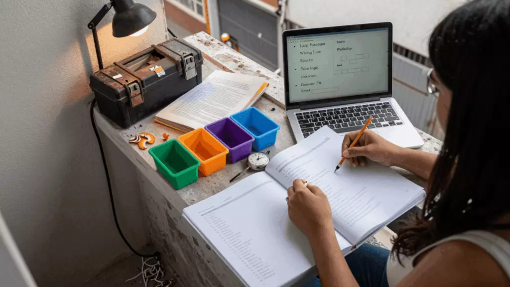 a Brazilian woman in her late 20s working through Marcar