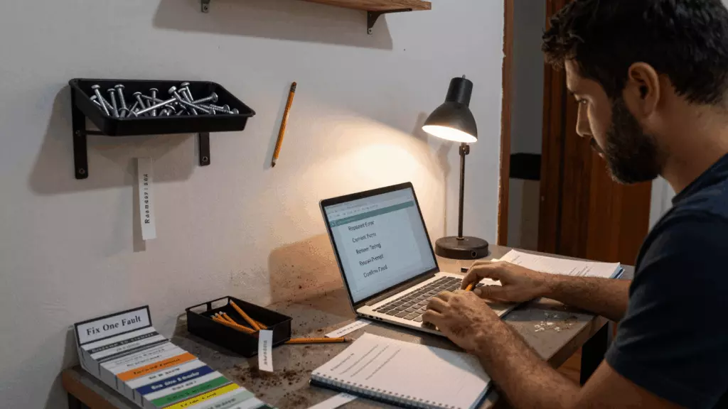 a Brazilian woman in her late 20s working through Revisar