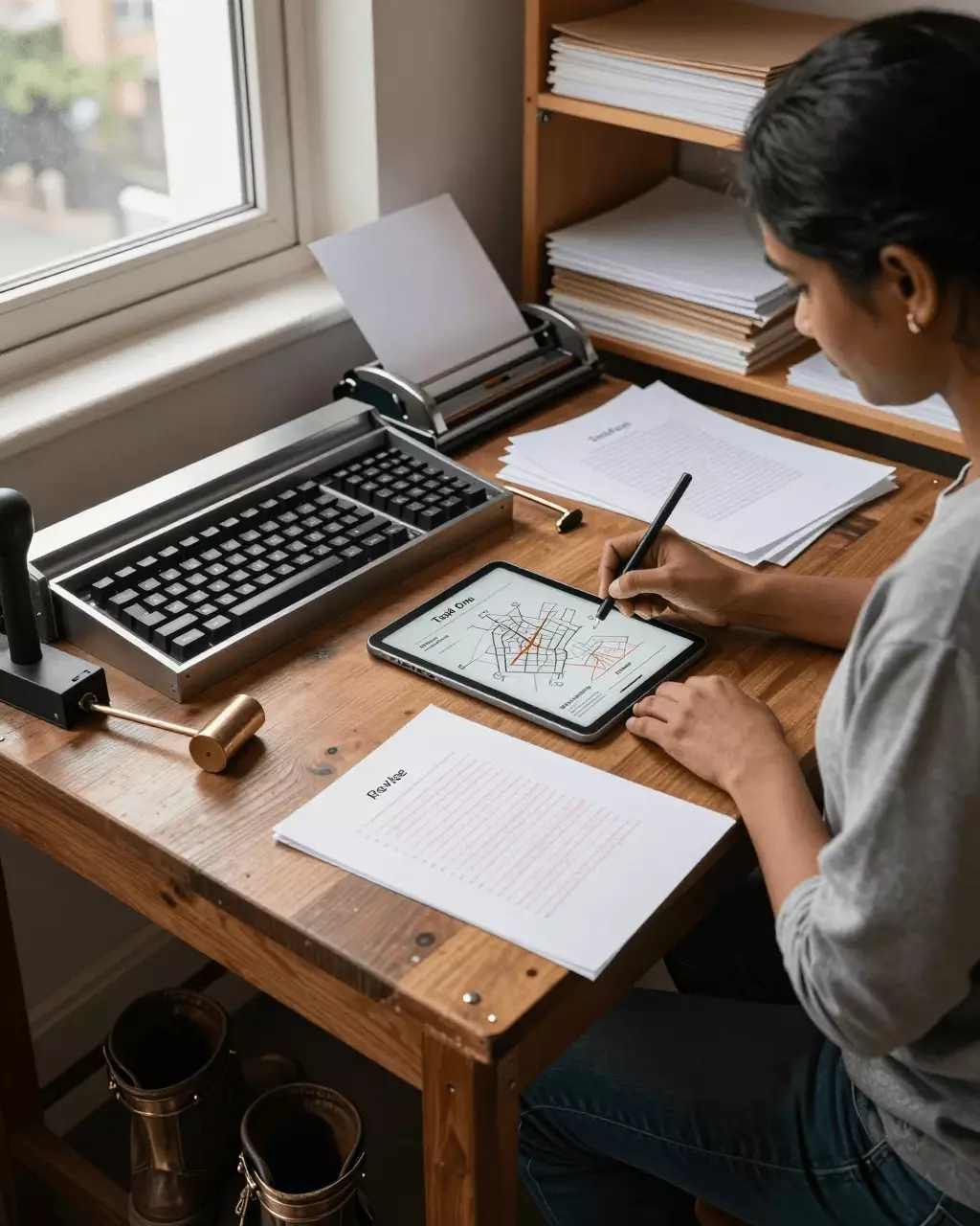 a Sri Lankan woman in her late 20s preparing online for IELTS ලිවීමේ පාඨමාලාව: Task 1, Task 2, Band Scores, සහ Essay Skills