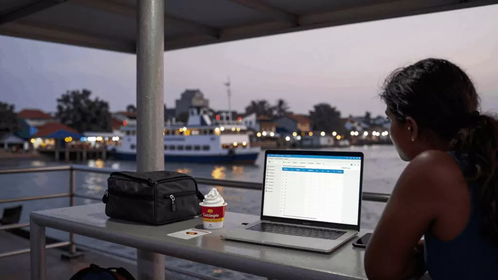 a Sri Lankan woman in her late 20s working through තීරණය කරන්න