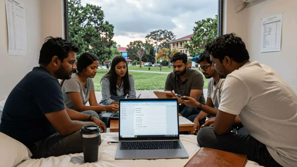 a Sri Lankan woman in her late 20s working through පෙරහන්