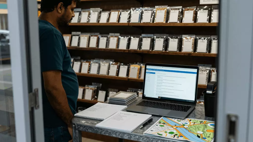 a Sri Lankan woman in her late 20s reviewing an IELTS online course workflow