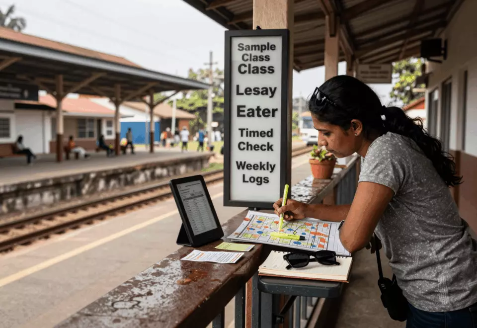a Sri Lankan woman in her late 20s choosing the next IELTS prep step online