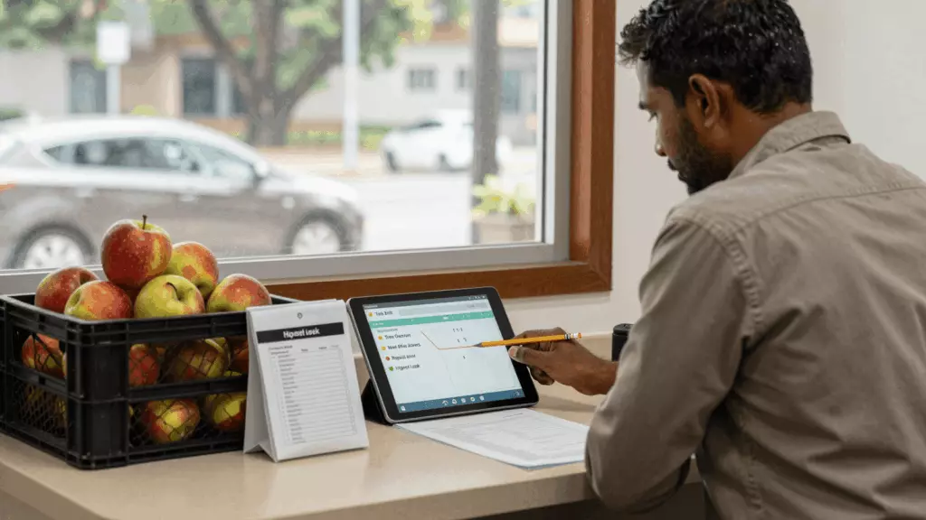 a Sri Lankan woman in her late 20s working through ස්ථානගත කරන්න