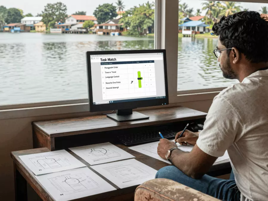 සම්පූර්ණ කරන ලද IELTS Task 1 ප්‍රතිචාරයක් අසල කාර්ය සාධන සමාලෝචන සටහන්