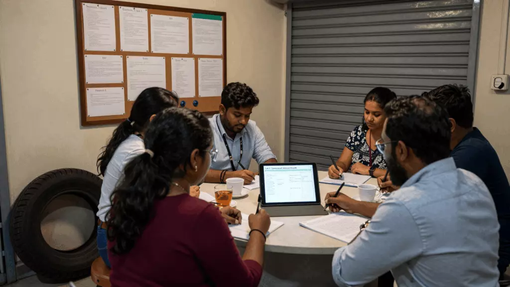 a Sri Lankan woman in her late 20s working through සැලසුම් කරන්න