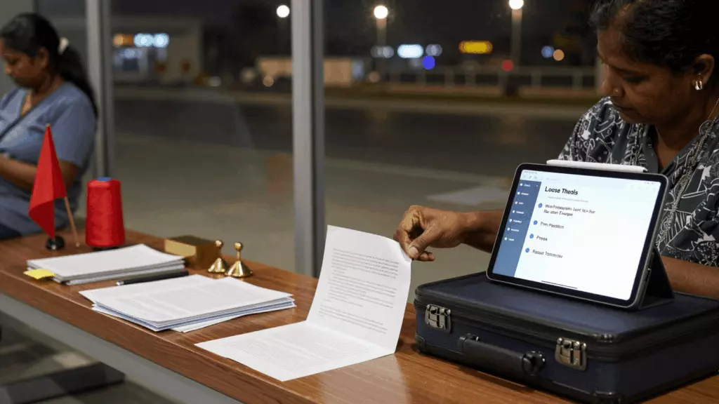 a Sri Lankan woman in her late 20s working through සංශෝධනය කරන්න