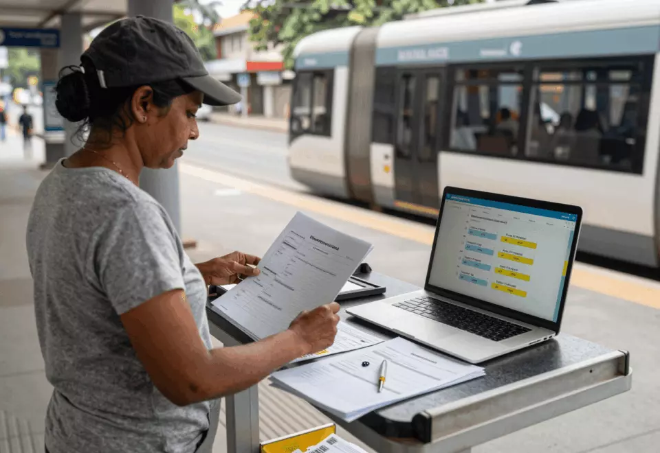 a Sri Lankan woman in her late 20s choosing the next IELTS prep step online