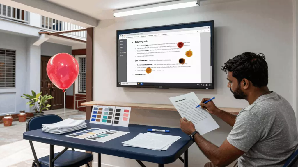 a Sri Lankan woman in her late 20s reviewing an IELTS online course workflow