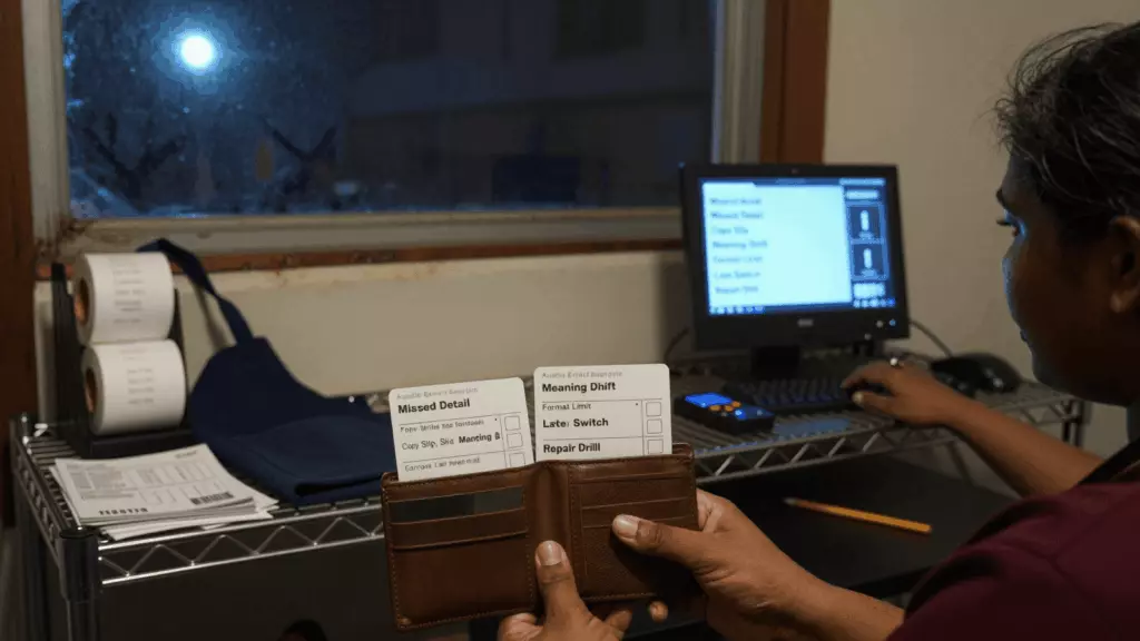 a Sri Lankan woman in her late 20s reviewing an IELTS online course workflow