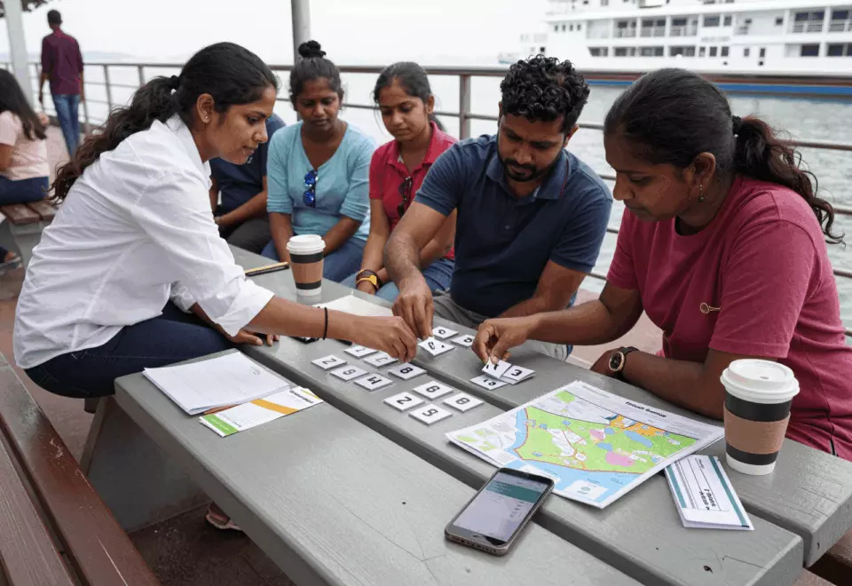 a Tamil woman in her late 20s choosing the next IELTS prep step online