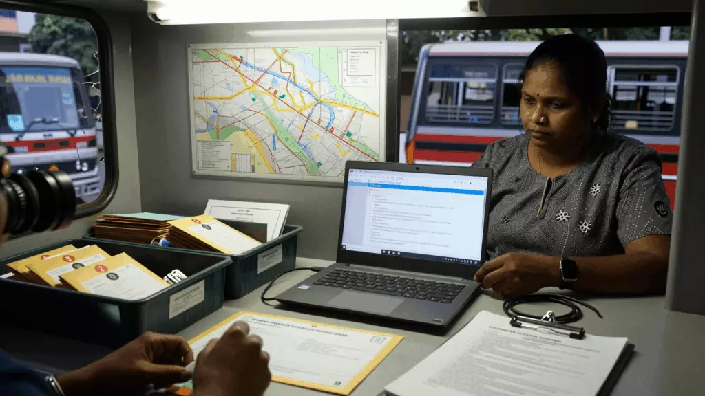 a Tamil woman in her late 20s working through மதிப்பாய்வு