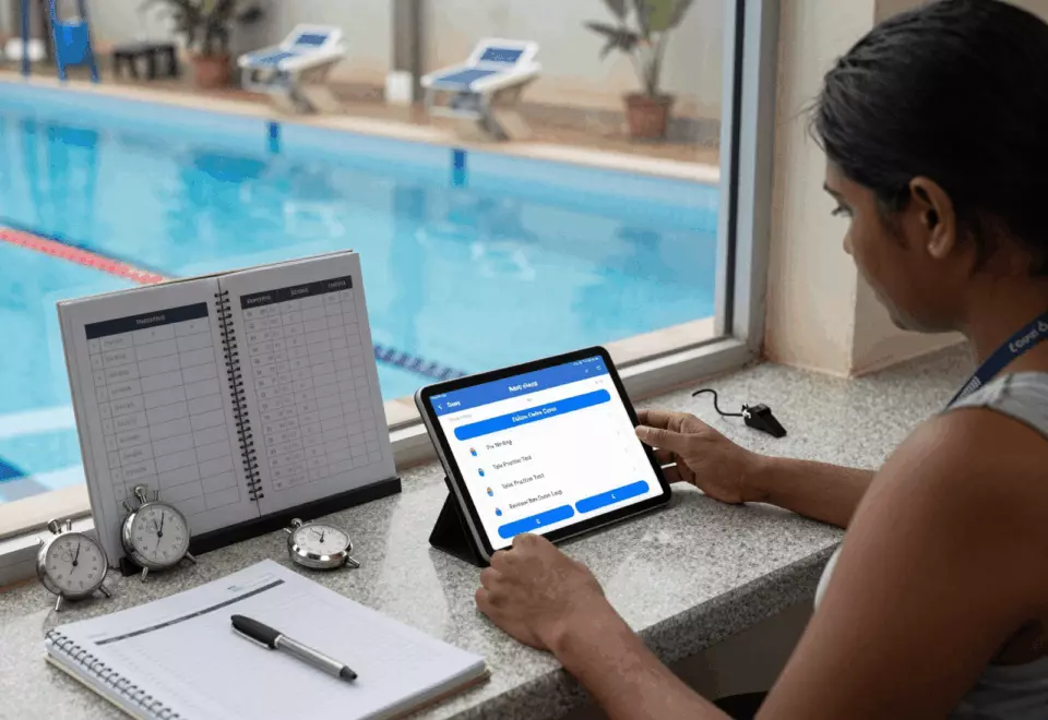 a Tamil woman in her late 20s choosing the next IELTS prep step online