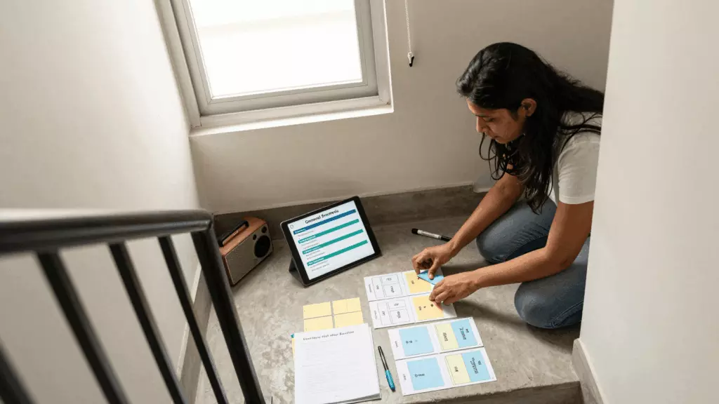 a Tamil woman in her late 20s working through தேர்வு செய்யவும்