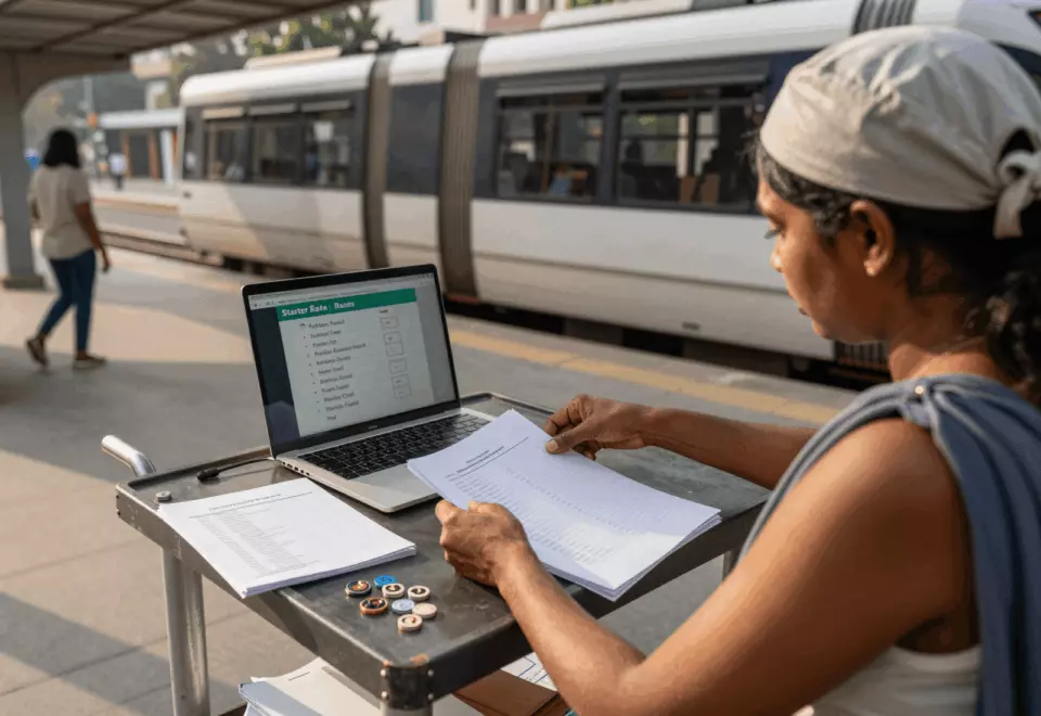 a Tamil woman in her late 20s choosing the next IELTS prep step online