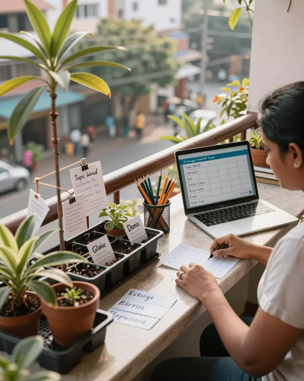 a Tamil woman in her late 20s preparing online for IELTS இலக்கணம் மற்றும் சொல்லகராதி ஒரு உயர் இசைக்குழு: முதலில் என்ன கற்றுக்கொள்ள வேண்டும்