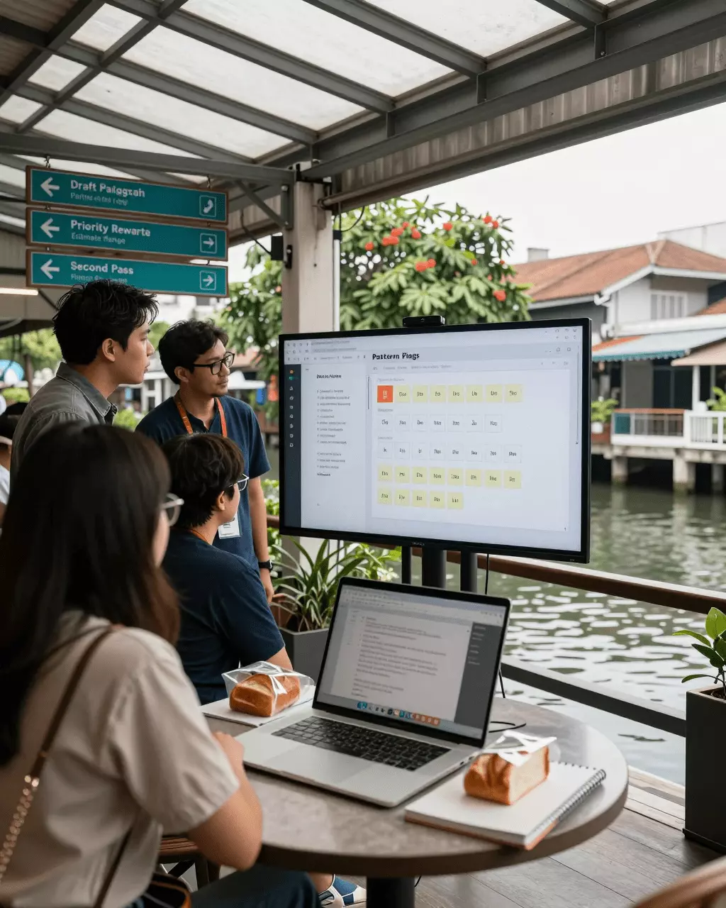 a Thai woman in her late 20s preparing online for ตัวตรวจสอบการเขียน IELTS: ตรวจสอบเรียงความ ประเมินขอบเขต และปรับปรุงได้รวดเร็วยิ่งขึ้น