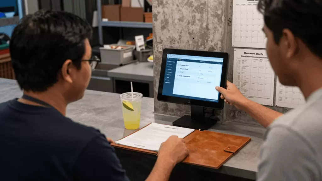a Thai woman in her late 20s reviewing an IELTS online course workflow