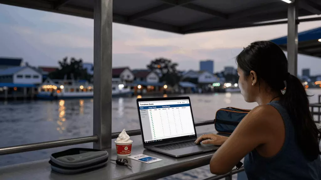 a Thai woman in her late 20s working through ตัดสินใจ