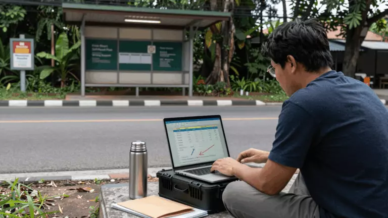a Thai woman in her late 20s preparing online for ค่าธรรมเนียมหลักสูตร IELTS: ค่าเตรียมสอบ IELTS ออนไลน์ควรมีค่าใช้จ่ายเท่าไร?
