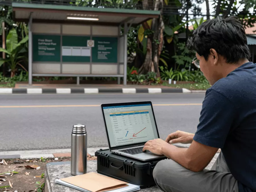 ผู้เรียน IELTS แบบเรียนรู้ด้วยตนเองที่กำลังเรียนออนไลน์ที่โต๊ะที่เงียบสงบ