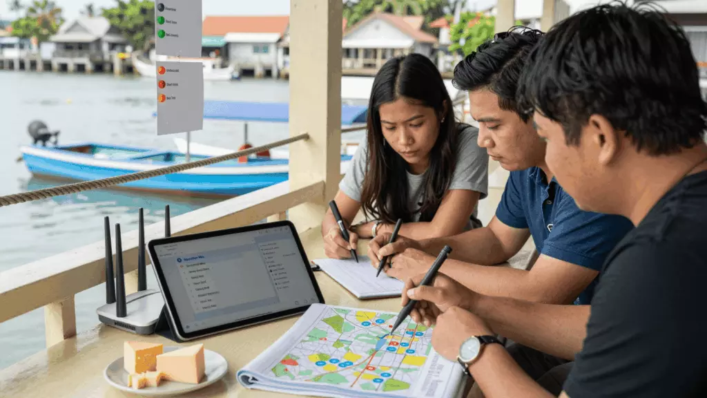a Thai woman in her late 20s working through ค้นหา